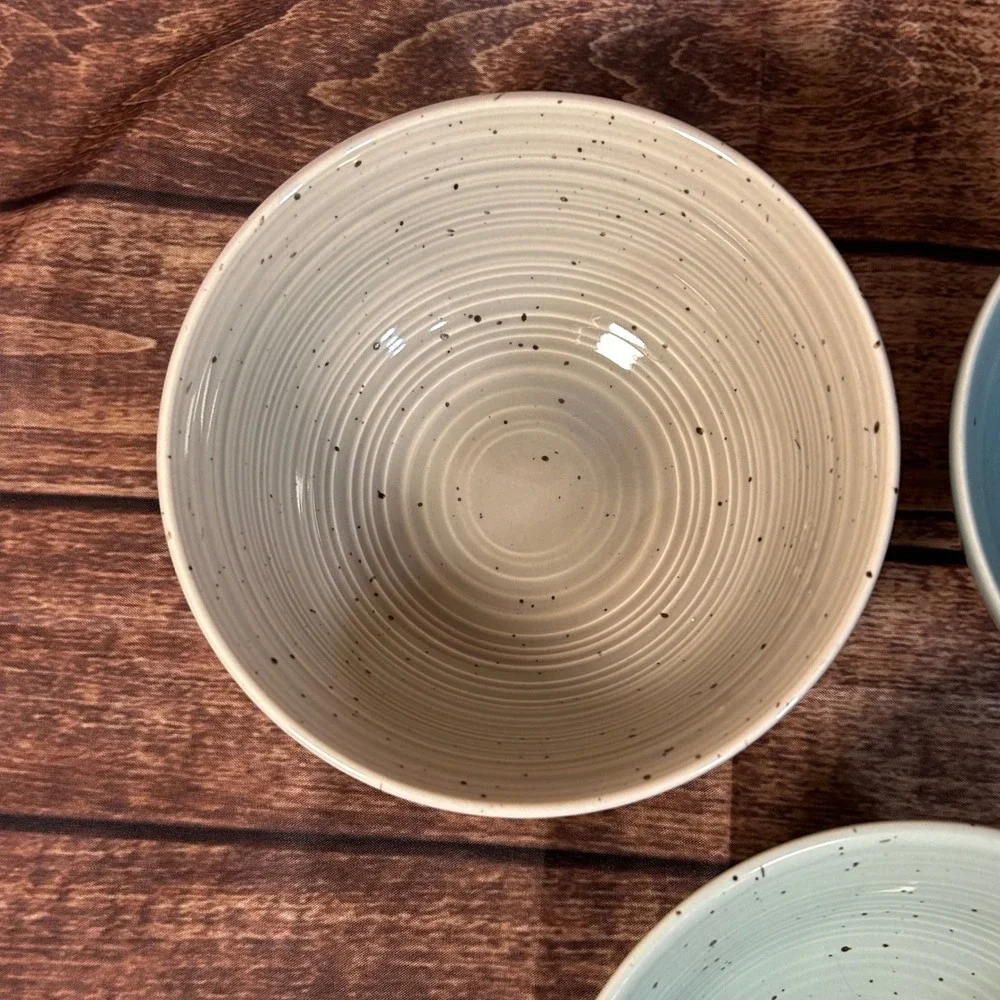 Sango Siterra Artist's Blend Speckled Soup Cereal Stoneware Bowls Set of 3 6